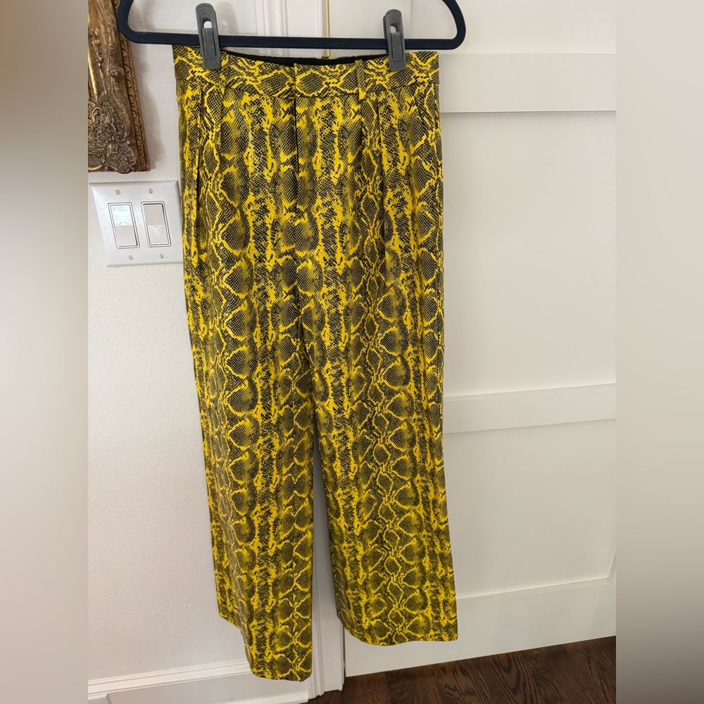 Alice and Olivia Yellow Snake Print Pants